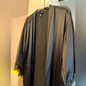 Victoria's Secret Black Satin Robe